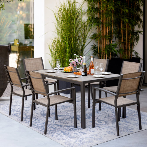 Latitude Run Deantez Person Rectangular Outdoor Dining Set